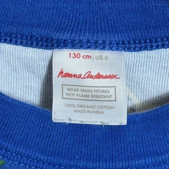 Hanna Andersson Kids Blue Construction Christmas Tree Pajama Set 130cm US 8 - Picture 5 of 7